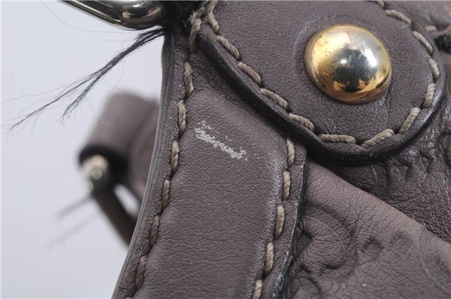 Authentic GUCCI Guccissima Sukey Leather Shoulder Tote Bag 211944 Purple 6735D