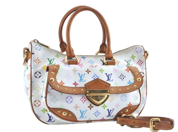 Auth Louis Vuitton Monogram Multicolor Rita 2Way Hand Bag White M40125 LV 6737B