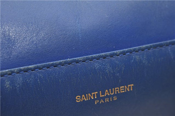 Auth SAINT LAURENT Baby Duffle 2Way Shoulder Hand Bag Purse Leather Blue 6737D