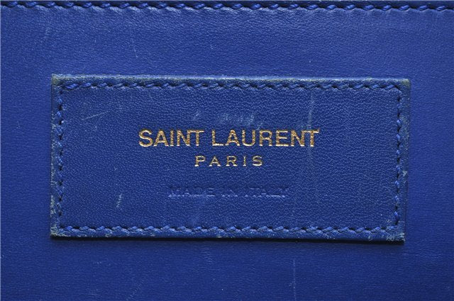 Auth SAINT LAURENT Baby Duffle 2Way Shoulder Hand Bag Purse Leather Blue 6737D