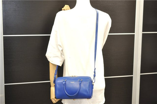 Auth SAINT LAURENT Baby Duffle 2Way Shoulder Hand Bag Purse Leather Blue 6737D