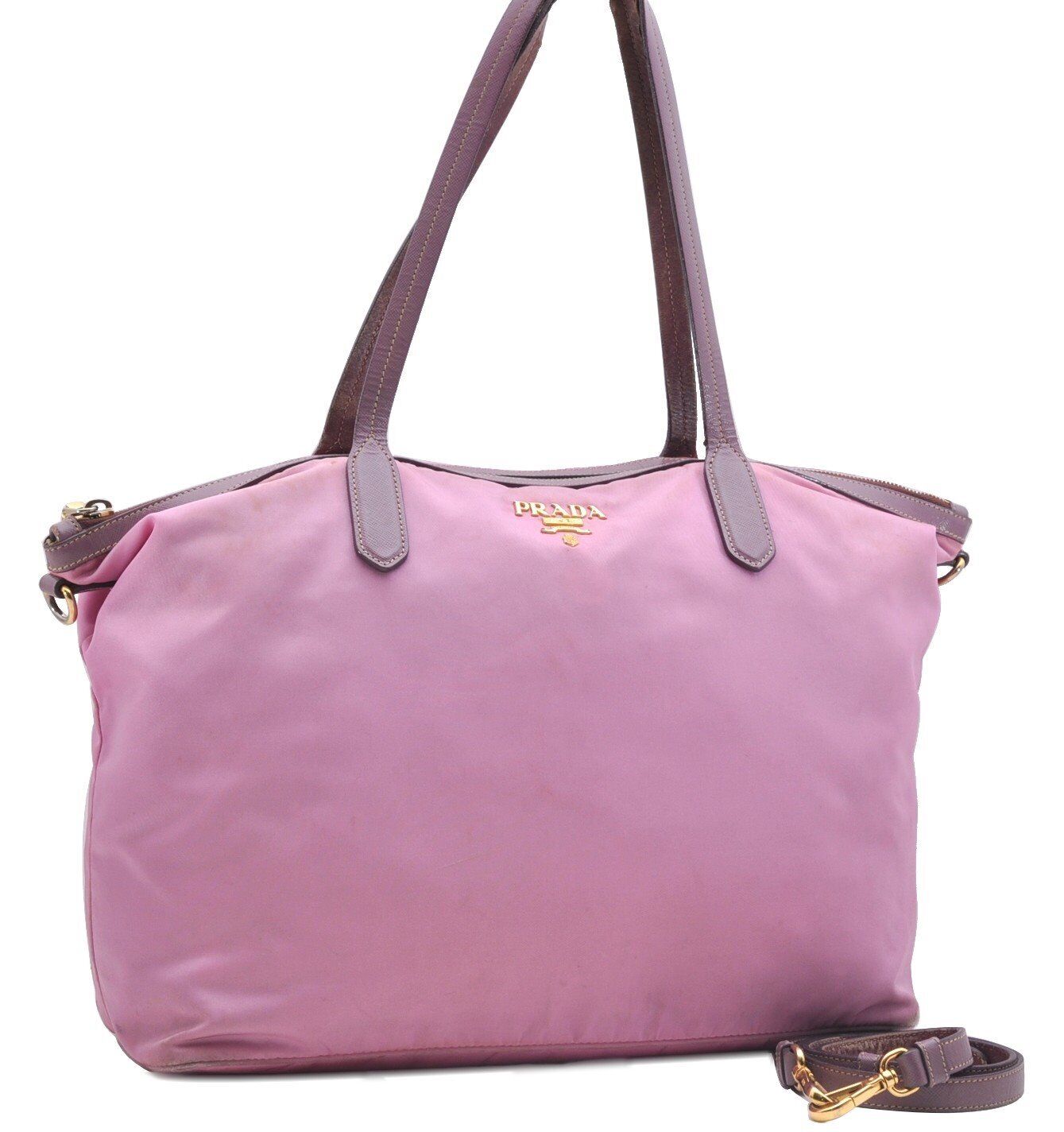 Authentic PRADA Nylon Leather 2Way Shoulder Tote Bag Pink 6739B