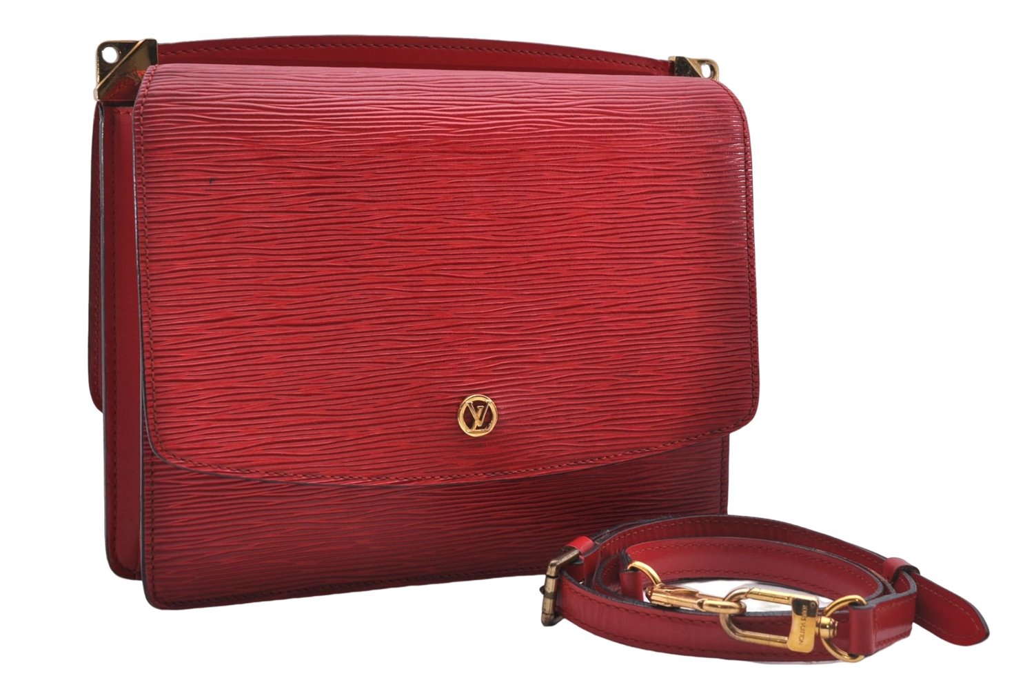 Authentic Louis Vuitton Epi Grenelle Shoulder Cross Body Bag Red M52367 LV 6740D