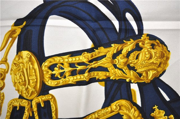 Authentic HERMES Carre 90 Scarf "BRIDES de GALA par" Silk Navy 6740E