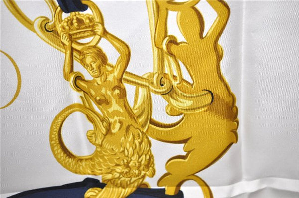 Authentic HERMES Carre 90 Scarf "BRIDES de GALA par" Silk Navy 6740E