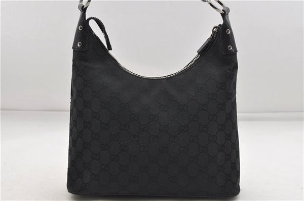 Authentic GUCCI Shoulder Hand Bag Purse GG Canvas Leather 115003 Black 6742D