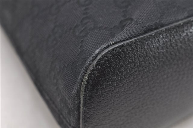Authentic GUCCI Shoulder Hand Bag Purse GG Canvas Leather 115003 Black 6742D