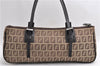 Authentic FENDI Zucchino Shoulder Hand Bag Purse Canvas Leather Brown 6742E