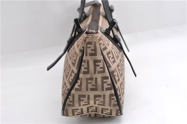 Authentic FENDI Zucchino Shoulder Hand Bag Purse Canvas Leather Brown 6742E