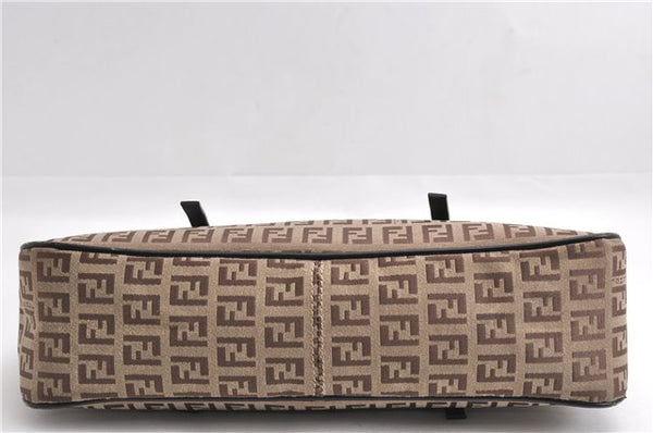 Authentic FENDI Zucchino Shoulder Hand Bag Purse Canvas Leather Brown 6742E