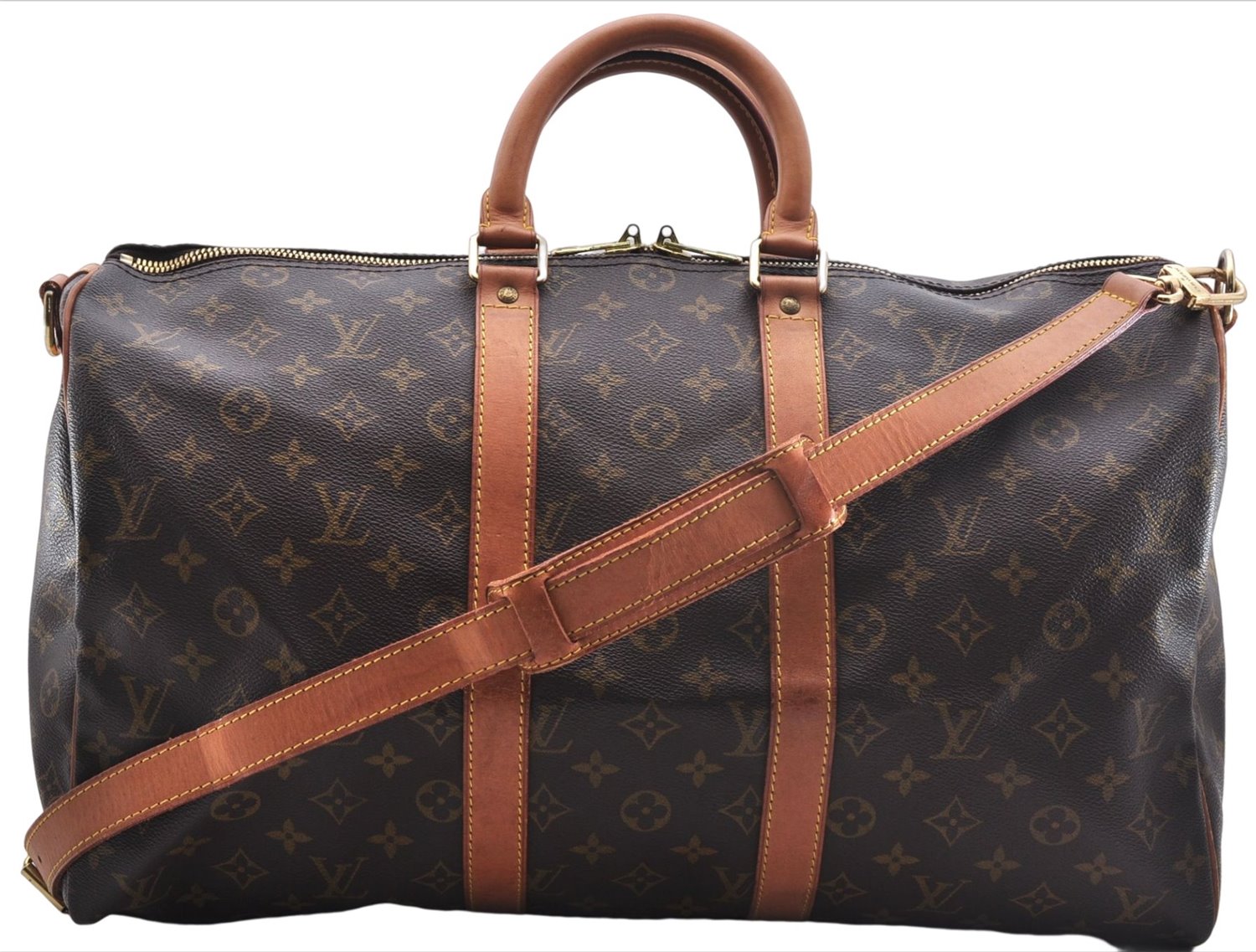 Authentic Louis Vuitton Monogram Keepall Bandouliere 45 M41418 Boston Bag 6747E