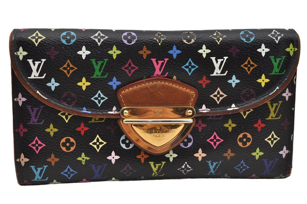 Auth Louis Vuitton Monogram Multicolor Portefeuille Eugenie Wallet Black 6747I