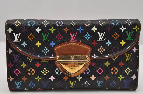 Auth Louis Vuitton Monogram Multicolor Portefeuille Eugenie Wallet Black 6747I