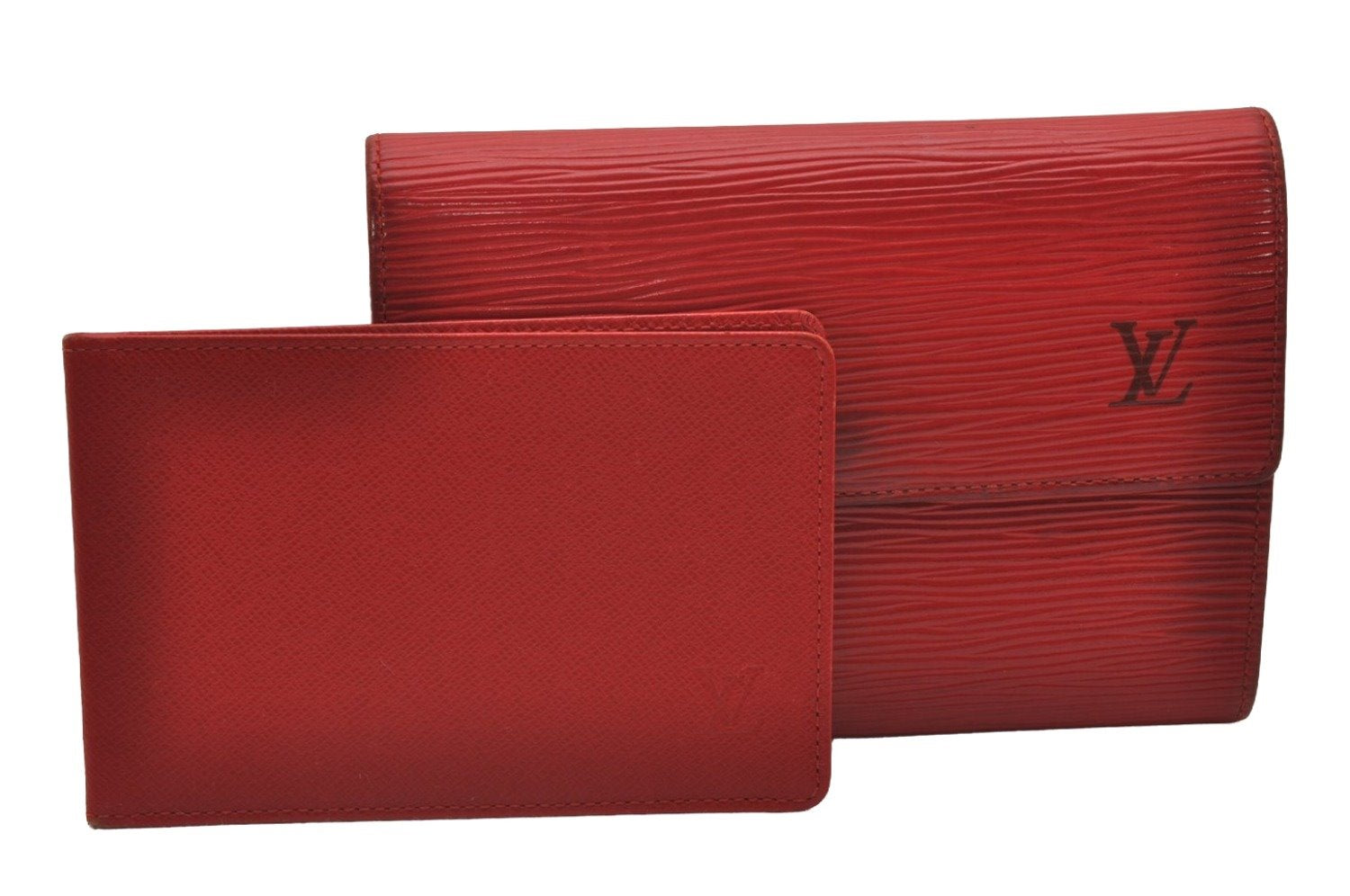 Authentic Louis Vuitton Epi Porte Tresor Etui Papier Wallet Red M63717 LV 6748I