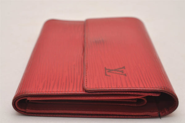 Authentic Louis Vuitton Epi Porte Tresor Etui Papier Wallet Red M63717 LV 6748I