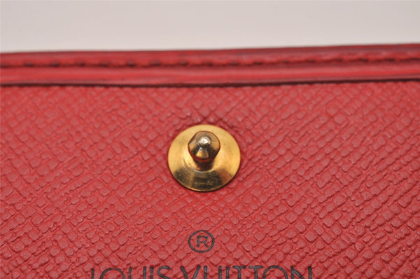 Authentic Louis Vuitton Epi Porte Tresor Etui Papier Wallet Red M63717 LV 6748I