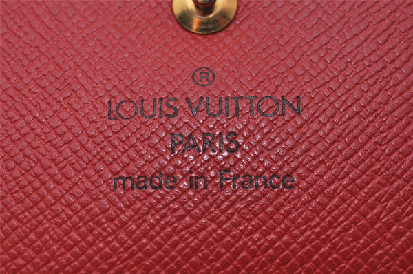 Authentic Louis Vuitton Epi Porte Tresor Etui Papier Wallet Red M63717 LV 6748I