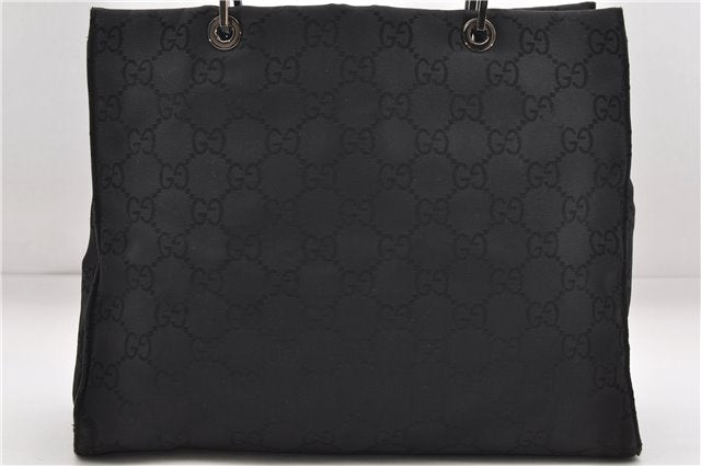 Authentic GUCCI Bamboo Tote Hand Bag Nylon Leather 0021010 Black 6749D