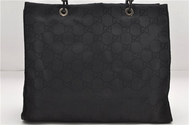Authentic GUCCI Bamboo Tote Hand Bag Nylon Leather 0021010 Black 6749D