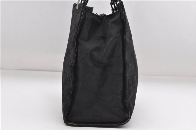 Authentic GUCCI Bamboo Tote Hand Bag Nylon Leather 0021010 Black 6749D