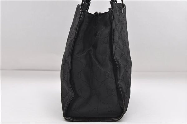 Authentic GUCCI Bamboo Tote Hand Bag Nylon Leather 0021010 Black 6749D