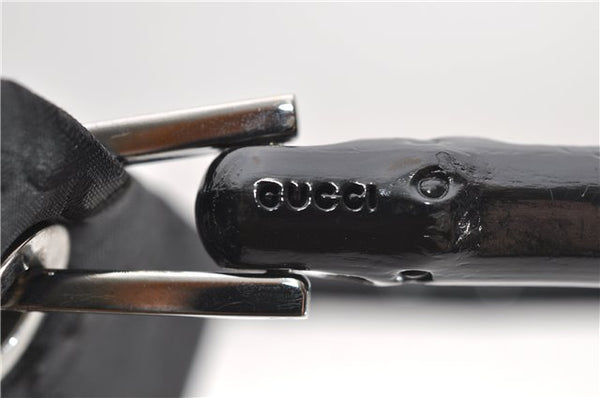 Authentic GUCCI Bamboo Tote Hand Bag Nylon Leather 0021010 Black 6749D