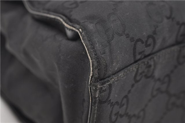 Authentic GUCCI Bamboo Tote Hand Bag Nylon Leather 0021010 Black 6749D