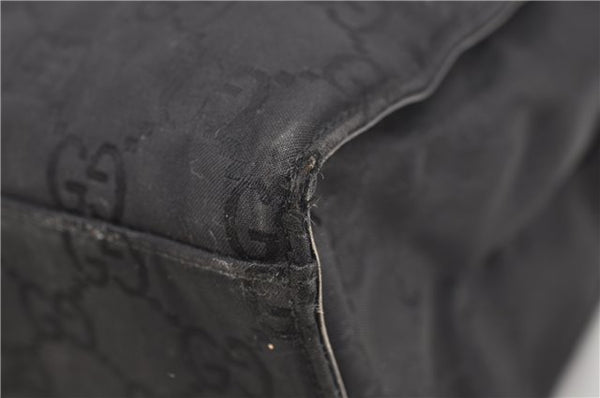 Authentic GUCCI Bamboo Tote Hand Bag Nylon Leather 0021010 Black 6749D