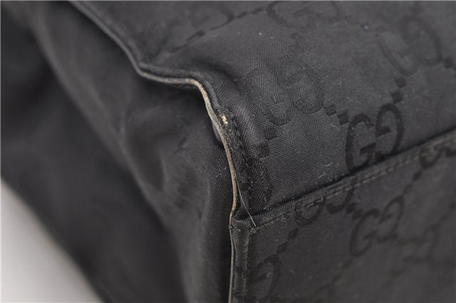 Authentic GUCCI Bamboo Tote Hand Bag Nylon Leather 0021010 Black 6749D