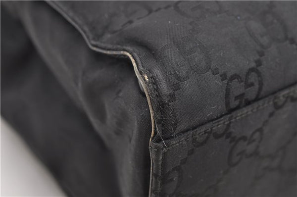 Authentic GUCCI Bamboo Tote Hand Bag Nylon Leather 0021010 Black 6749D