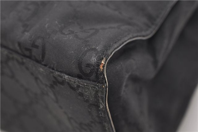 Authentic GUCCI Bamboo Tote Hand Bag Nylon Leather 0021010 Black 6749D