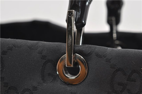 Authentic GUCCI Bamboo Tote Hand Bag Nylon Leather 0021010 Black 6749D