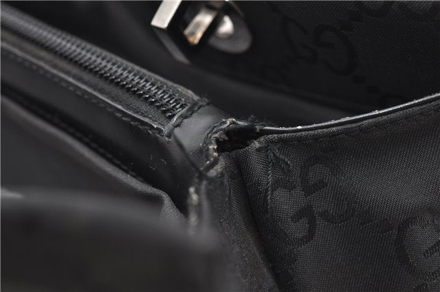 Authentic GUCCI Bamboo Tote Hand Bag Nylon Leather 0021010 Black 6749D