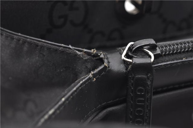 Authentic GUCCI Bamboo Tote Hand Bag Nylon Leather 0021010 Black 6749D
