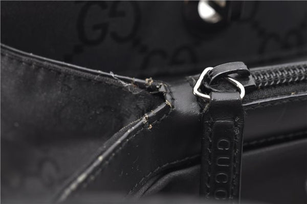 Authentic GUCCI Bamboo Tote Hand Bag Nylon Leather 0021010 Black 6749D