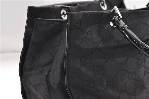 Authentic GUCCI Bamboo Tote Hand Bag Nylon Leather 0021010 Black 6749D