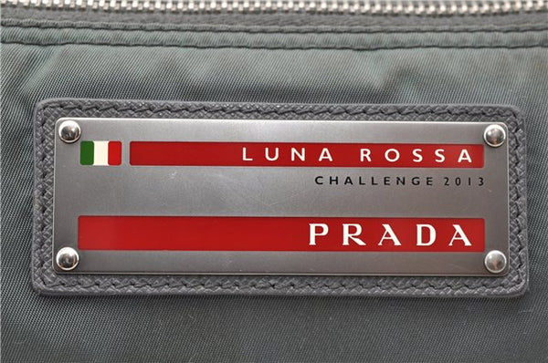 Authentic PRADA Nylon Leather Clutch Bag Purse Gray 6752C