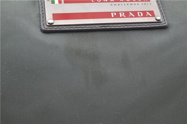 Authentic PRADA Nylon Leather Clutch Bag Purse Gray 6752C