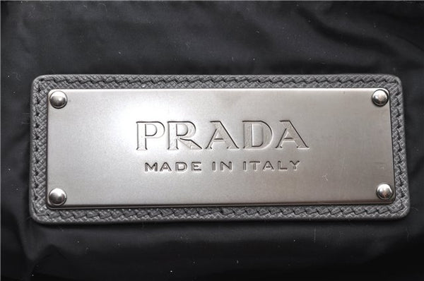 Authentic PRADA Nylon Leather Clutch Bag Purse Gray 6752C