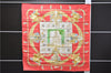 Auth HERMES Carre 90 Scarf "HOMMAGE A CHARLES GARNIER" Silk Red Paper Bag 6752D