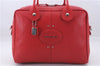 Authentic Longchamp Quadri 2Way Hand Boston Bag Leather Red 6753D