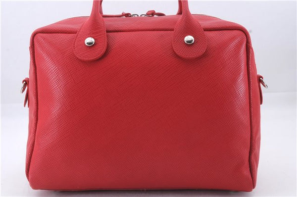 Authentic Longchamp Quadri 2Way Hand Boston Bag Leather Red 6753D