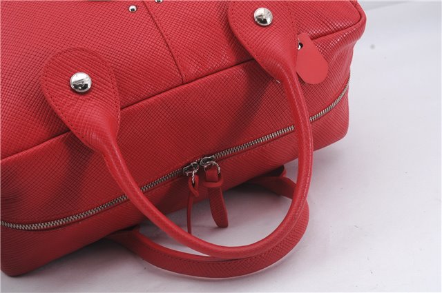 Authentic Longchamp Quadri 2Way Hand Boston Bag Leather Red 6753D