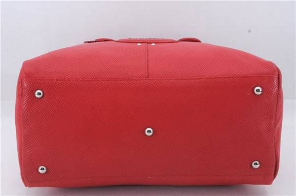 Authentic Longchamp Quadri 2Way Hand Boston Bag Leather Red 6753D