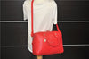 Authentic Longchamp Quadri 2Way Hand Boston Bag Leather Red 6753D