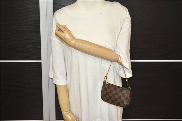 Authentic Louis Vuitton Damier Mini Pochette Accessoires Pouch N58009 LV 6757F