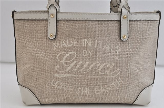 Authentic GUCCI Craft Shoulder Tote Bag Canvas Leather 269878 Beige White 6758C