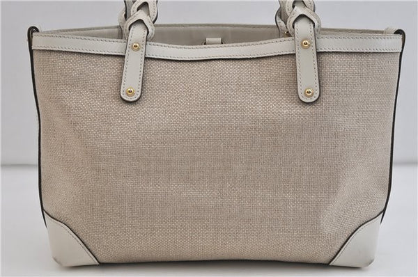 Authentic GUCCI Craft Shoulder Tote Bag Canvas Leather 269878 Beige White 6758C