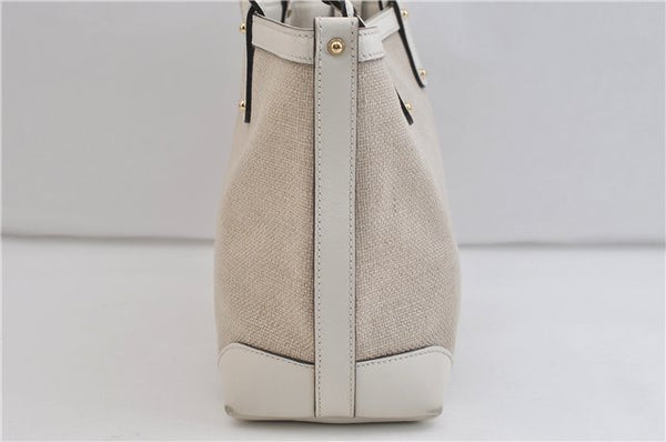 Authentic GUCCI Craft Shoulder Tote Bag Canvas Leather 269878 Beige White 6758C