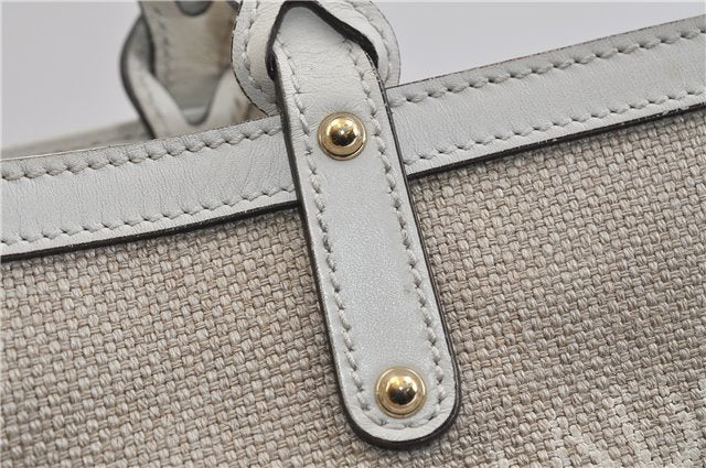 Authentic GUCCI Craft Shoulder Tote Bag Canvas Leather 269878 Beige White 6758C